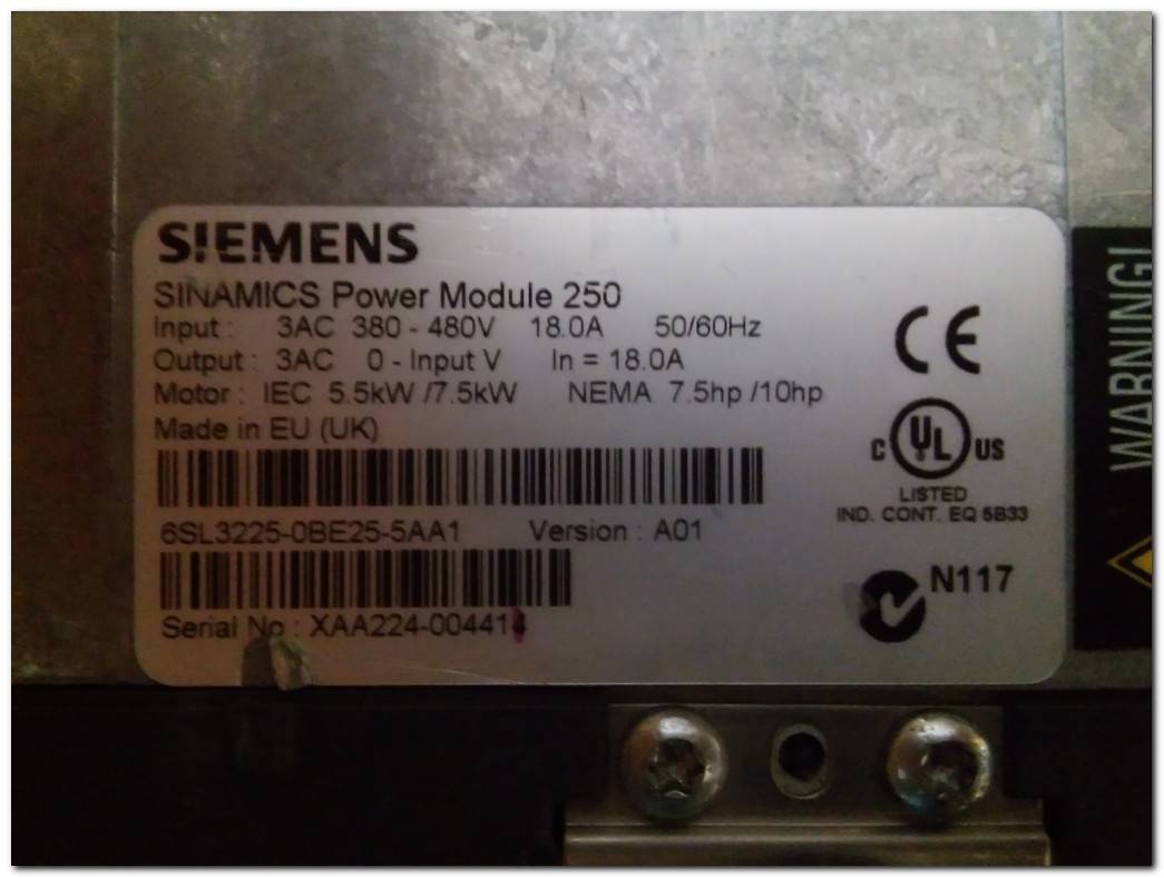 SIEMENS 6SL3225-0BE25-5AA1 SINAMICS POWER MODULE 250 5,5KW - 7,5KW GÜÇ MODÜLÜ