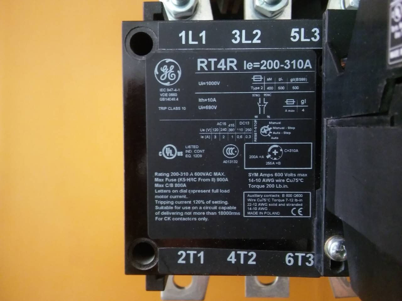 GE RT4R 200-310A IEC 947-4-1 320A TERMİK MOTOR KORUMA