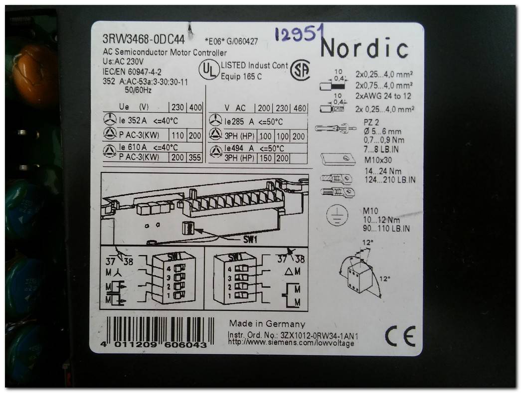 SIEMENS 3RW3468-0DC44 200KW SIKOSTART 3RW34 SOFTSTARTER 3RW3468-ODC44 200 KW YUMUŞAK YOL VERME