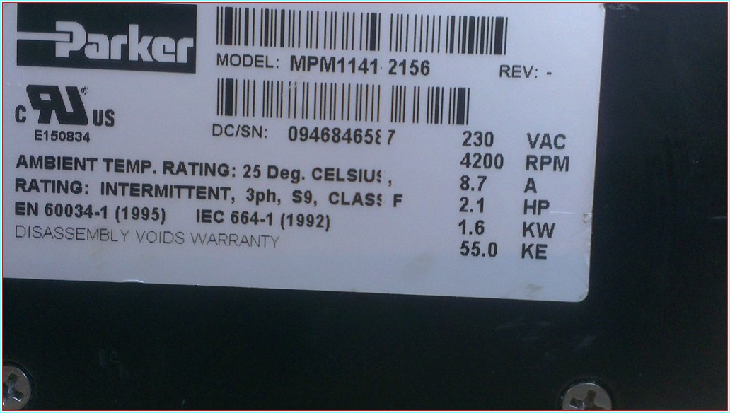 PARKER MPM1141 2156 1,6KW 8,7A SERVO MOTOR