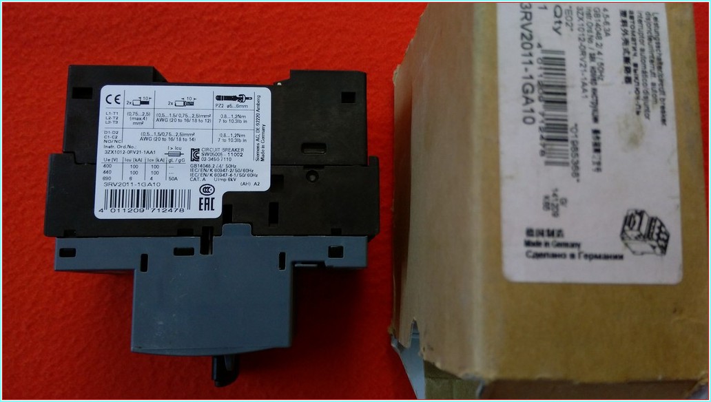 SIEMENS 3RV2011-1GA10 4,5-6,3A SIRIUS SIFIR KUTULU MOTOR KORUMA