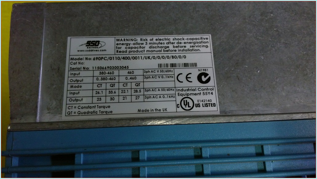 SSD DRİVES 690PC/0110/400/0011/UK/0/0/0/0/B0/0/0/ 15KW SIFIR SÜRÜCÜ