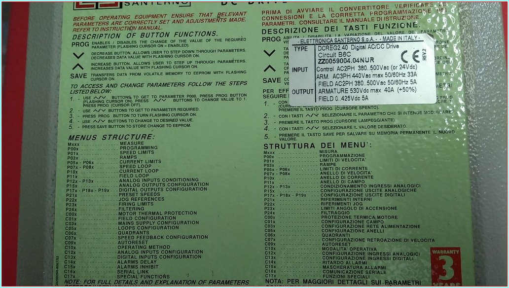 ELETTRONICA SANTERNO DCREG2,40 40A DC SÜRÜCÜ