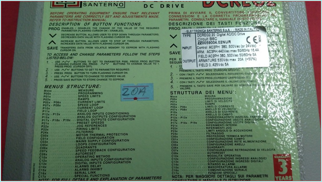 ELETTRONICA SANTERNO DCREG2,20 16,4-20A DC SÜRÜCÜ