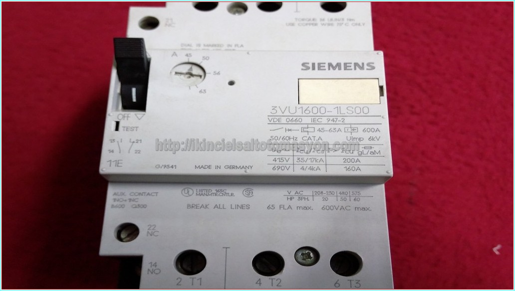 SIEMENS 3VU1600-1LS00 45-63A MOTOR KORUMA