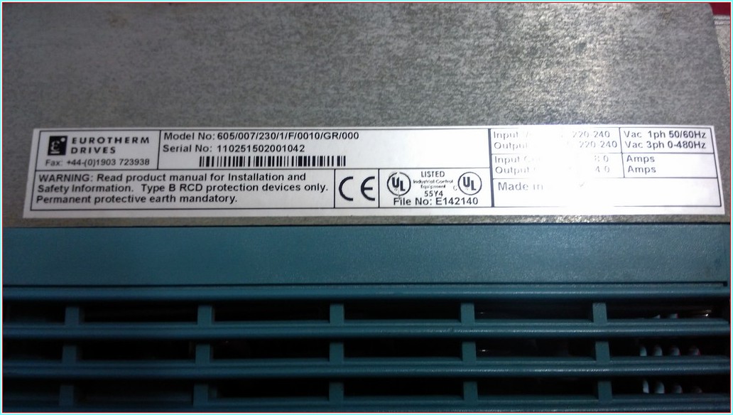 EUROTHERM DRIVES 605 007 230 1 F 0010 GR 000 0,75 KW SÜRÜCÜ