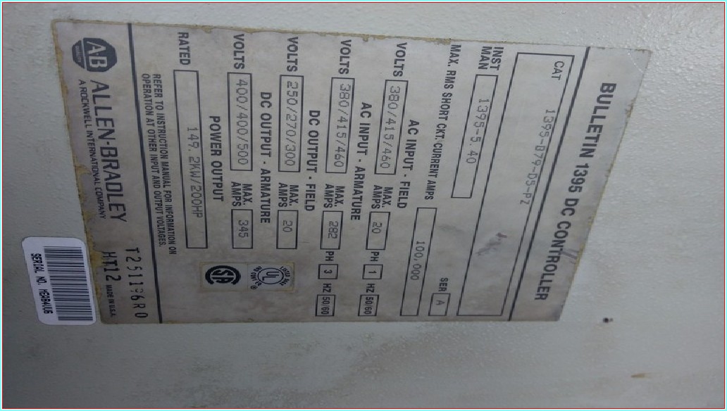 ALLEN BRADLEY 1395-B79-D5-PZ 200 HP DC SÜRÜCÜ