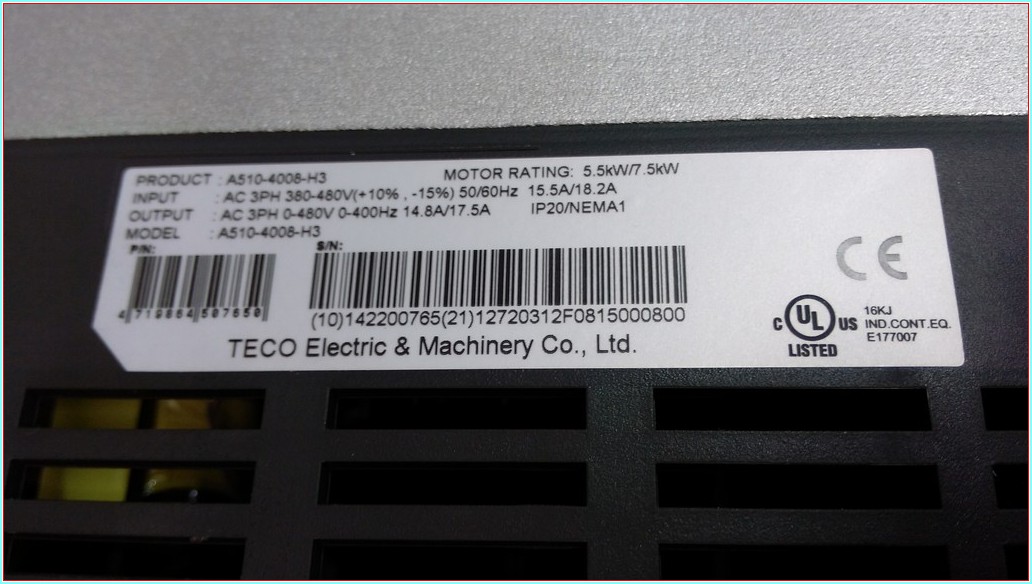 TECO A510-4008H3 5,5-7,5 KW SIFIR KUTULU SÜRÜCÜ