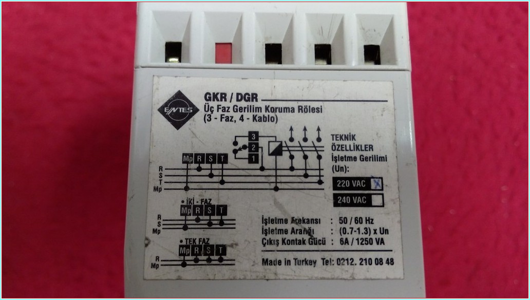 ENTES GKR-02 ÜÇ FAZ GERİLİM KORUMA RÖLESİ