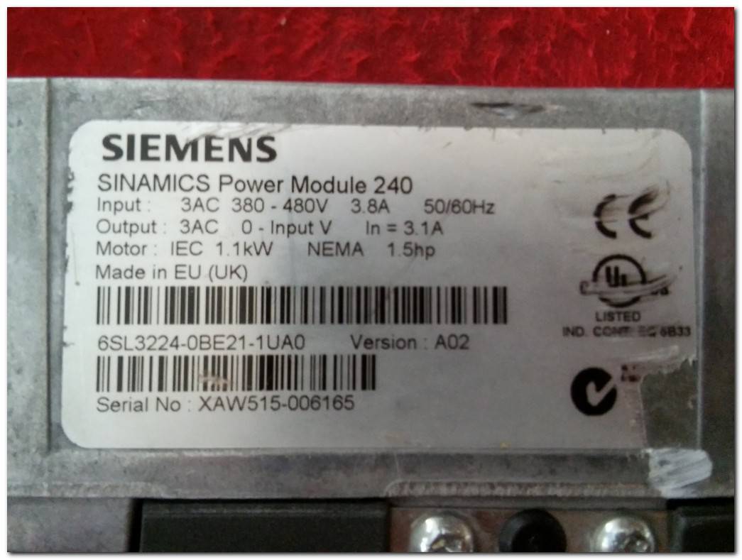 SIEMENS 6SL3224-0BE21-1UA0 SINAMICS POWER  MODULE 240 1,1KW PM240 