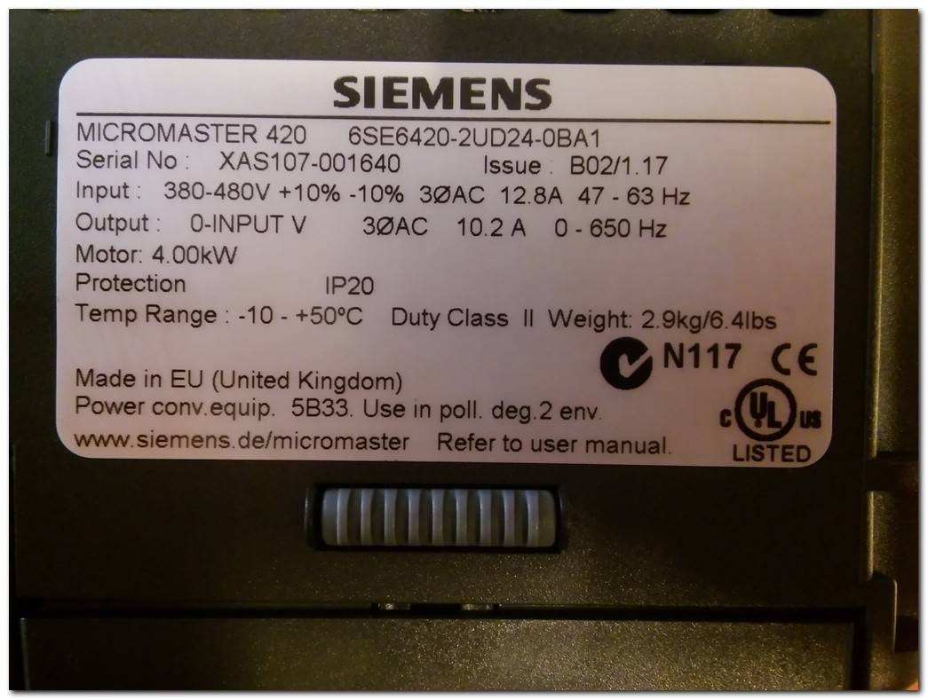 SIEMENS 6SE6420-2UD24-0BA1 MICROMASTER 420 INPUT 380V 4KW SÜRÜCÜ