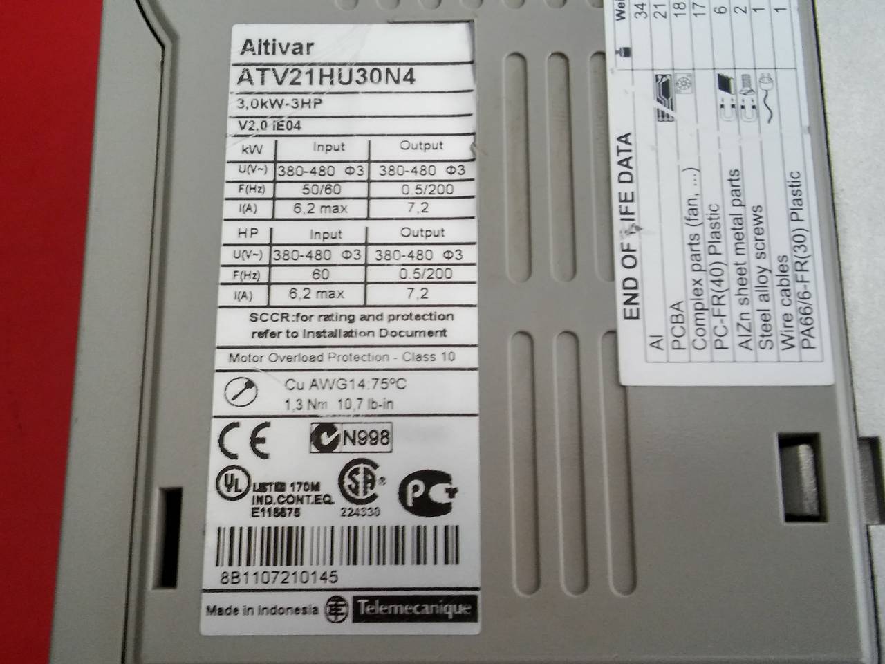 SCHNEİDER ATV21HU30N4 3KW HVAC SÜRÜCÜ ALTİVAR 21 ATV21 3 KW INVERTER