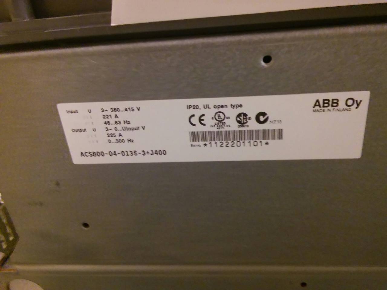 ABB ACS800-04-0135-3 J400 ACS 0135-3 SW ASXR7360 110 KW 225A AĞIR ŞART 8040135300060000