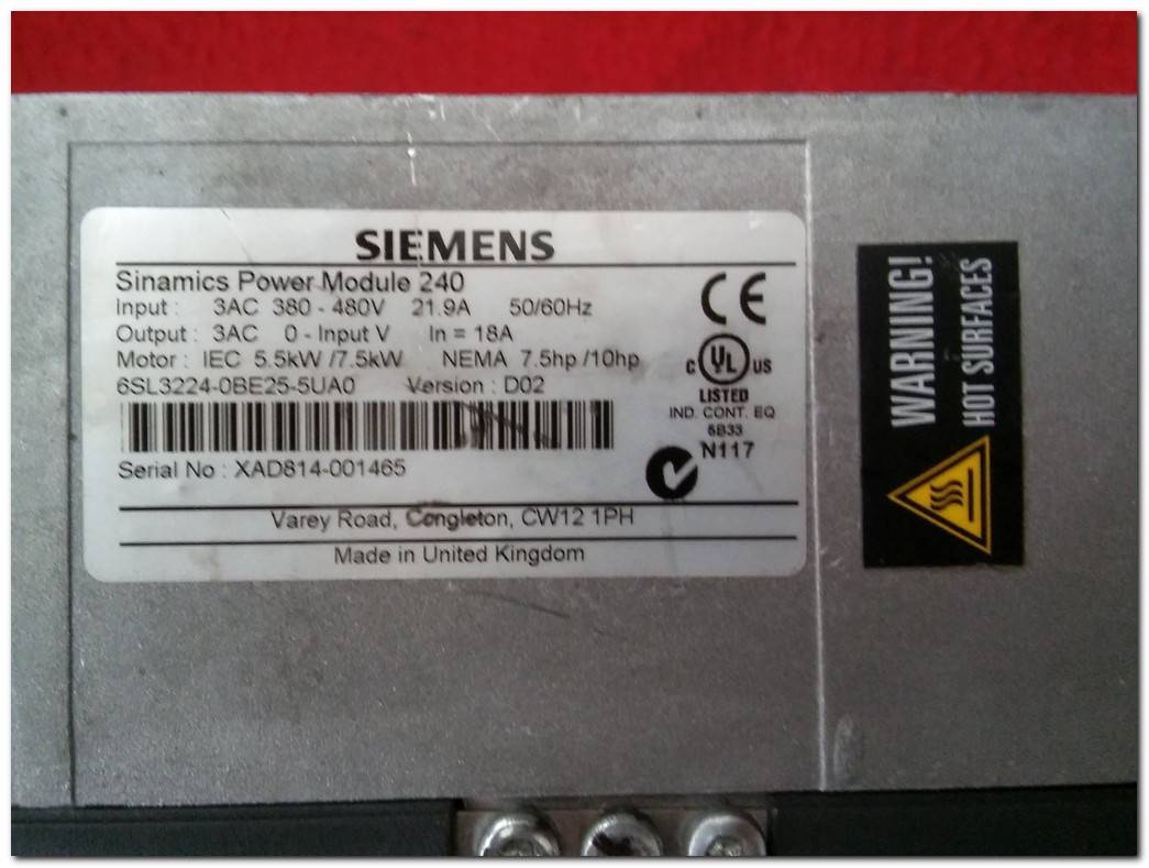 SIEMENS 6SL3224-0BE25-5UA0 SİNAMİCS POWER MODULE 240 7,5KW SÜRÜCÜ