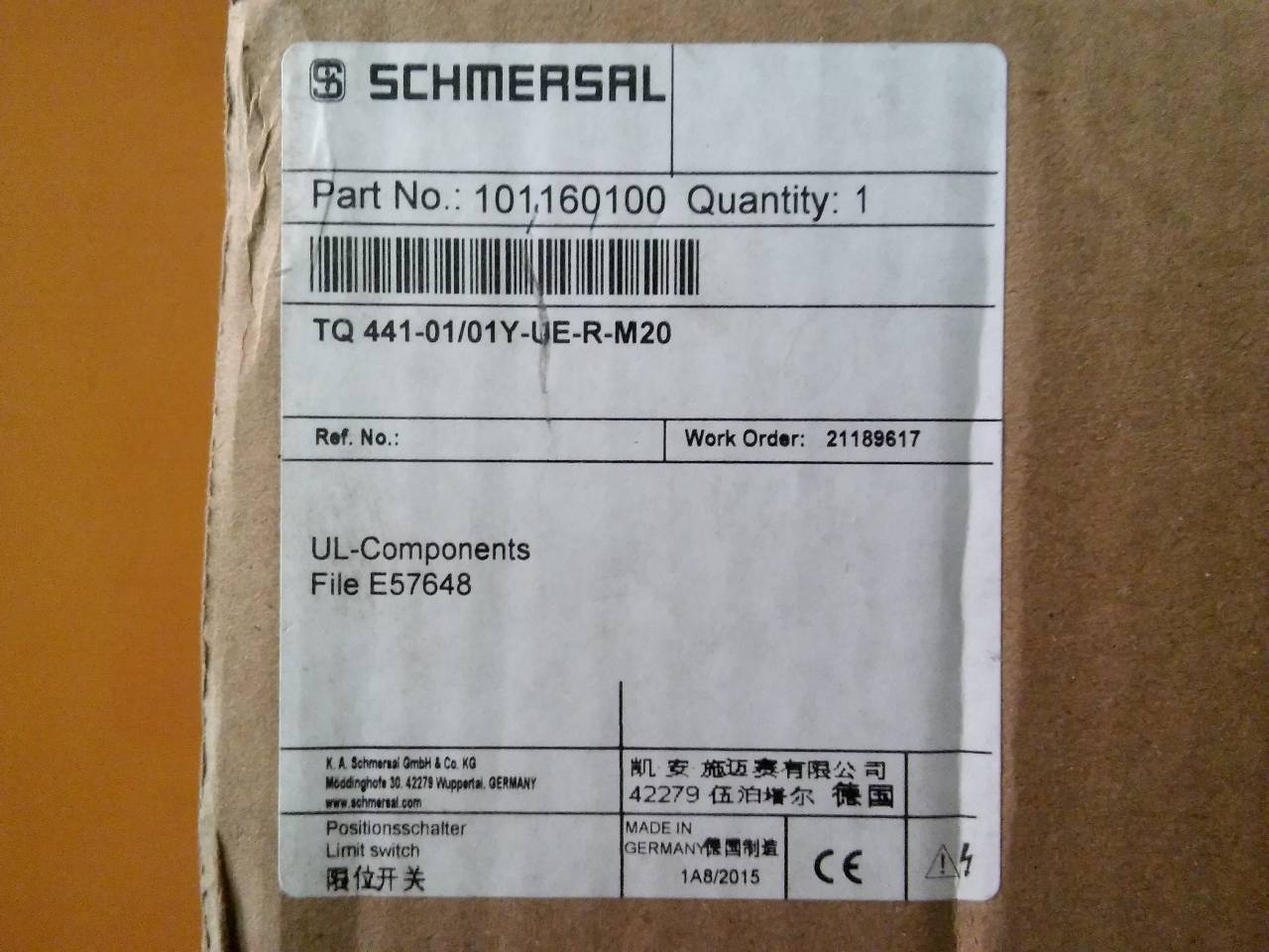 SCHMERSAL TQ 441-01-01Y-UE-R-M20 IEC 60947-5-1 SIFIR KUTULU SAFETY CABLE PULL SWITCH METAL ÇEKMELİ TEL ANAHTARI