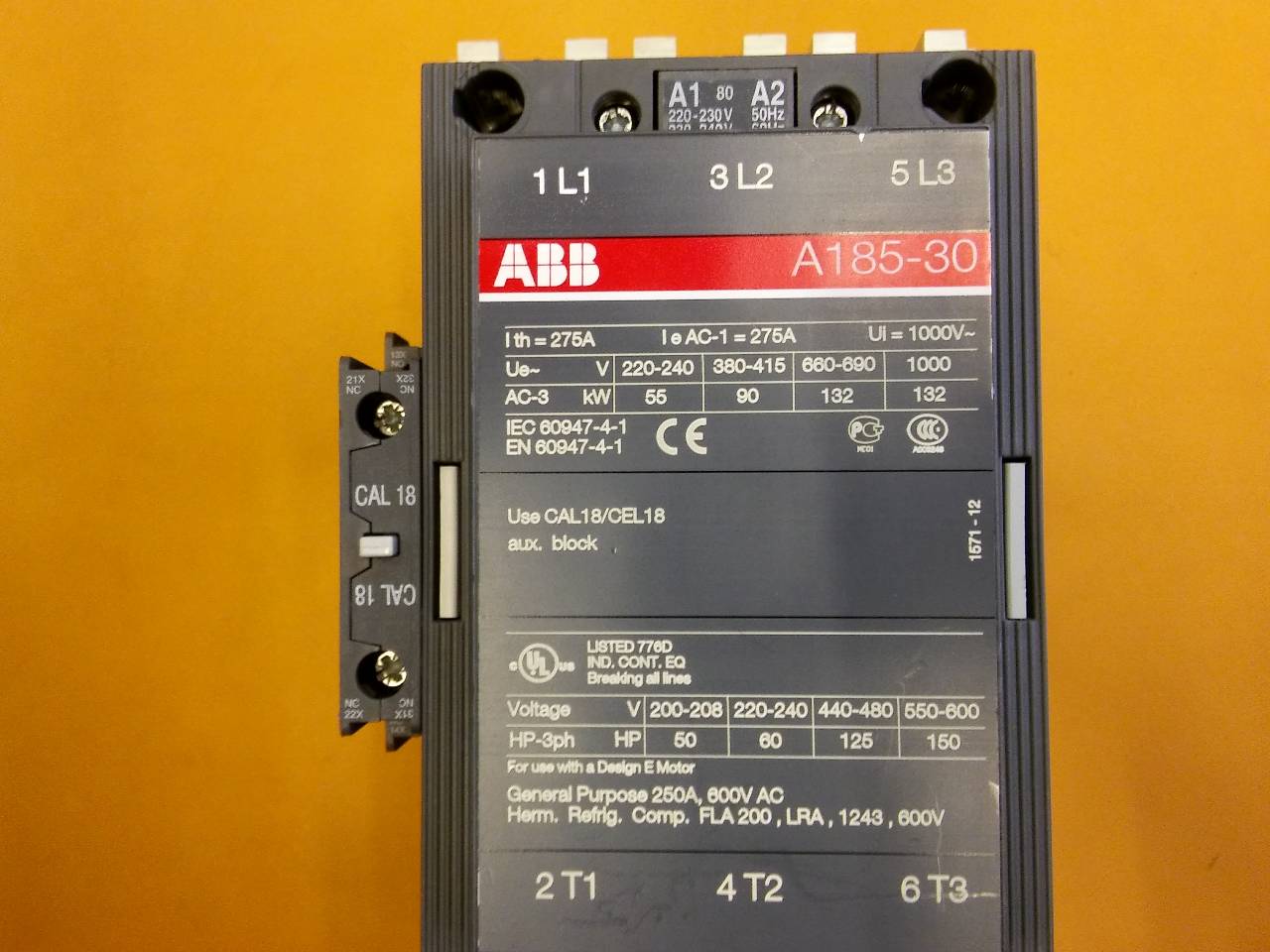 ABB A185-30 275A 220 KONTAK BOBİNLİ 1SFL491001RXX11 KONTAKTÖR