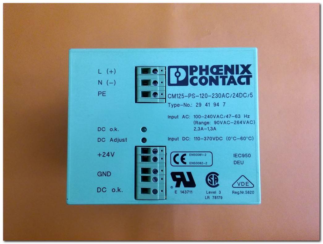 PHOENIX CONTACT CM125-PS-120-230AC-24DC-5 29 41 94 7 POWER SUPPLY GÜÇ KAYNAĞI