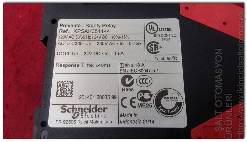 SCHNEİDER XPS-AK XPSAK351144 SAFETY RELAY GÜVENLİK RÖLESİ