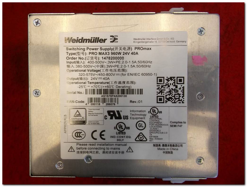 WEİDMÜLLER PRO MAX3 960W 24V 40A SWİTCHİNG POWER SUPPLY CONNECT POWER PROMAX 1478200000 GÜÇ KAYNAĞI