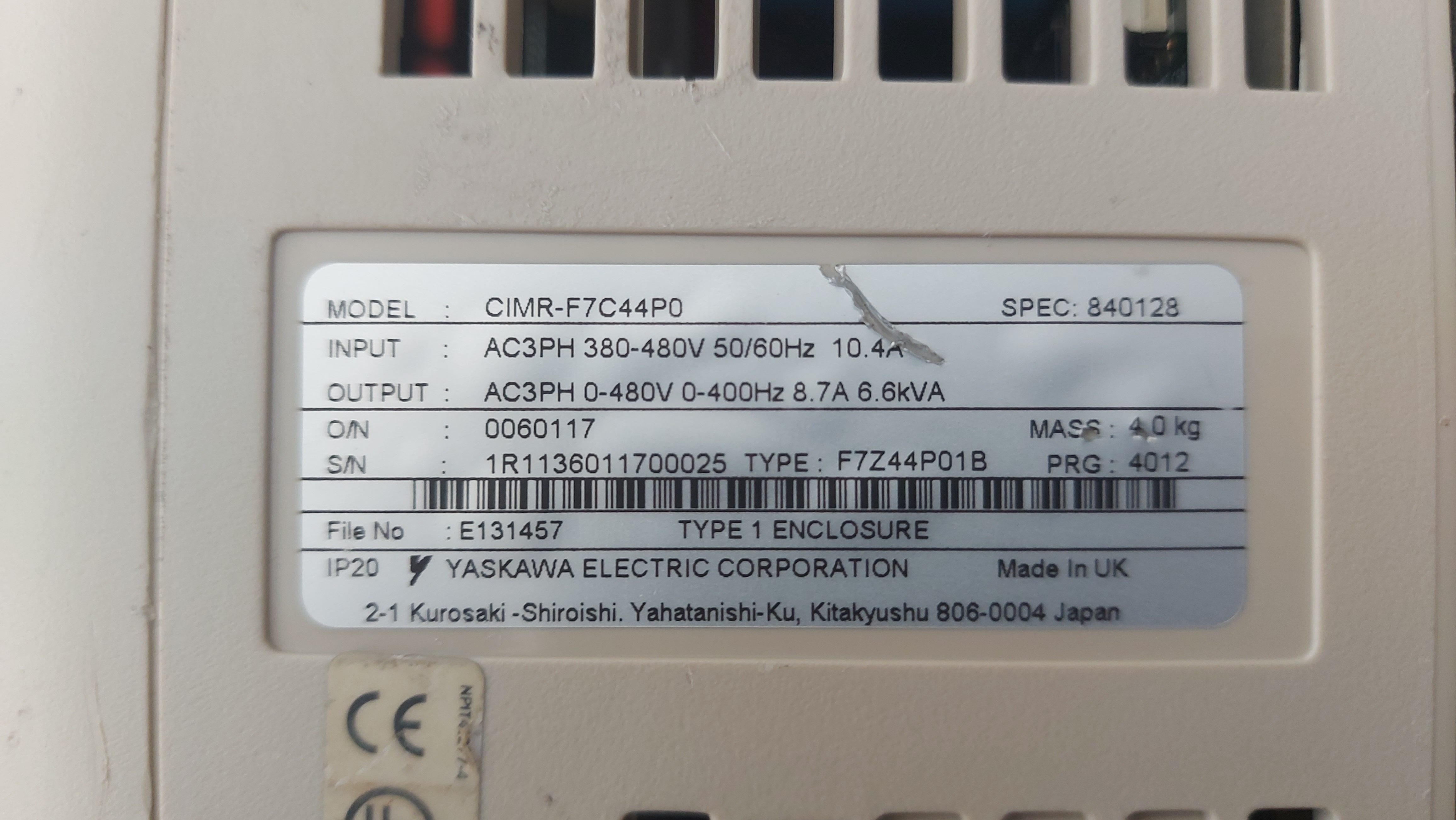CIMR-F7C44P0 CIMR-F7Z44P0
